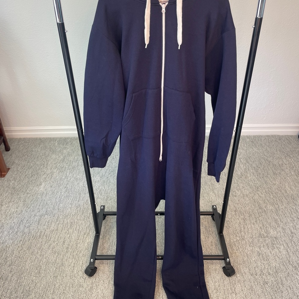 Men's Navy Blue Hooded Jumpsuit